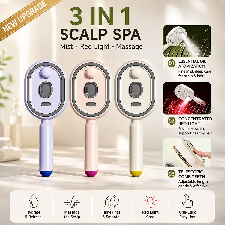 ✨ 3-in-1 Electric Scalp Massage Comb | مشط تدليك فروة الرأس الكهربائي 3 في 1 💇‍♀️